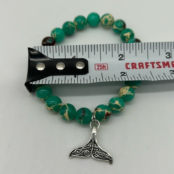 1914- Fish Tail Natural Stone Beads Handmade Women’s Bracelet NWT - Picture 4 of 4